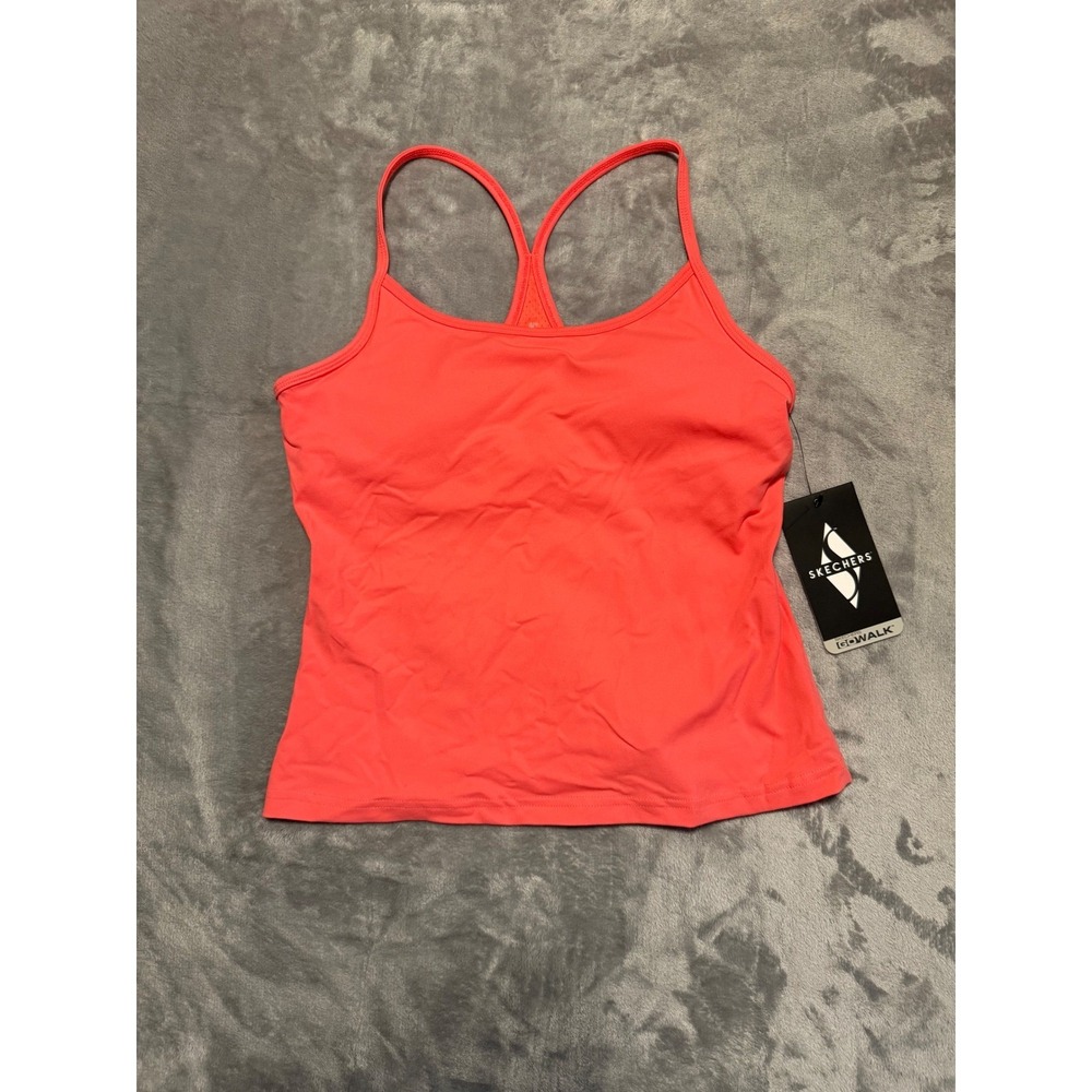 Skechers GOwalk Tank Top Womens Medium Coral Racerback Shelf Bra 9W1TT134